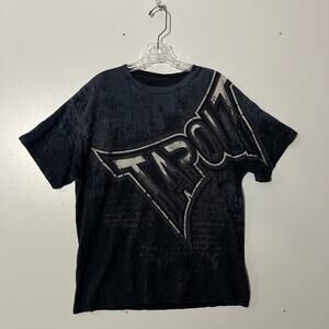 VINTAGE Y2K TAPOUT Affliction Grunge Goth Elite MMA Style Black Shirt Men Large
